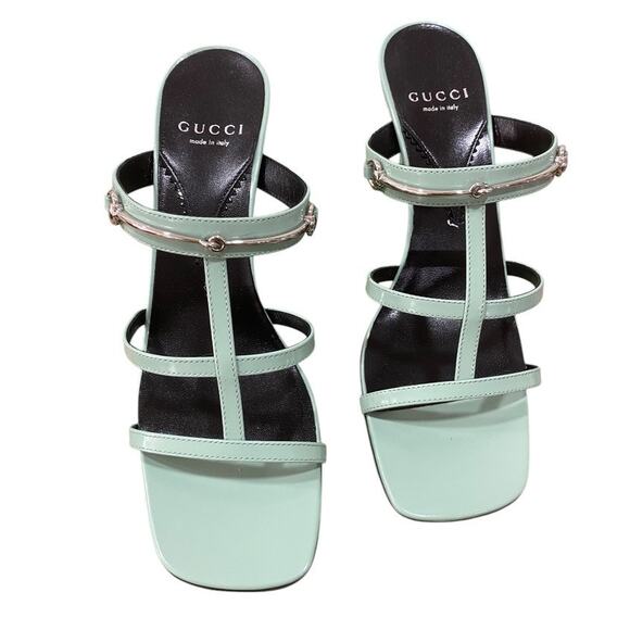 Gucci Slim Horsebit Slide Sandal Pacific Mint Green Mule Regent 75mm 38 8 - Picture 2 of 8